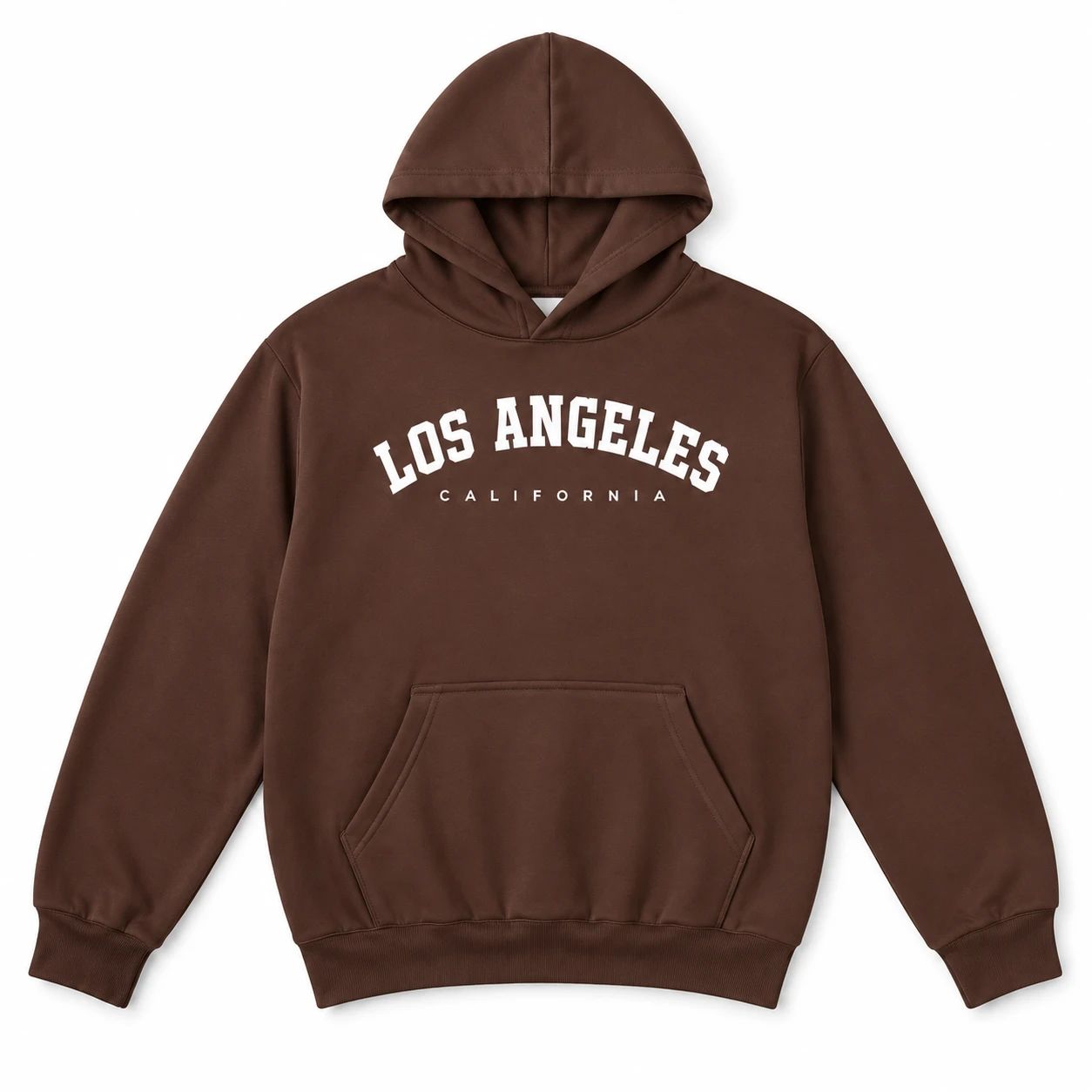 هودی کلاهدار و جیب دار مردانه زنانه مدل Los Angeles-قهوه ای
